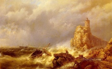 ヘルマナス・コエクック Snr Painting - 嵐の海の難破船 ヘルマナス Snr ケッコック シースケープ ボート